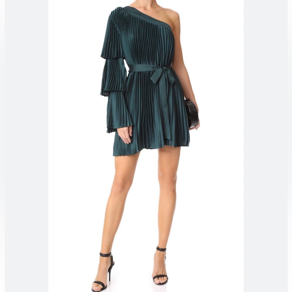KEEPSAKE THE LABEL DEEP WATER MINI DRESS FOREST GREEN ONE SHOULDER SIZE S - Picture 1 of 3